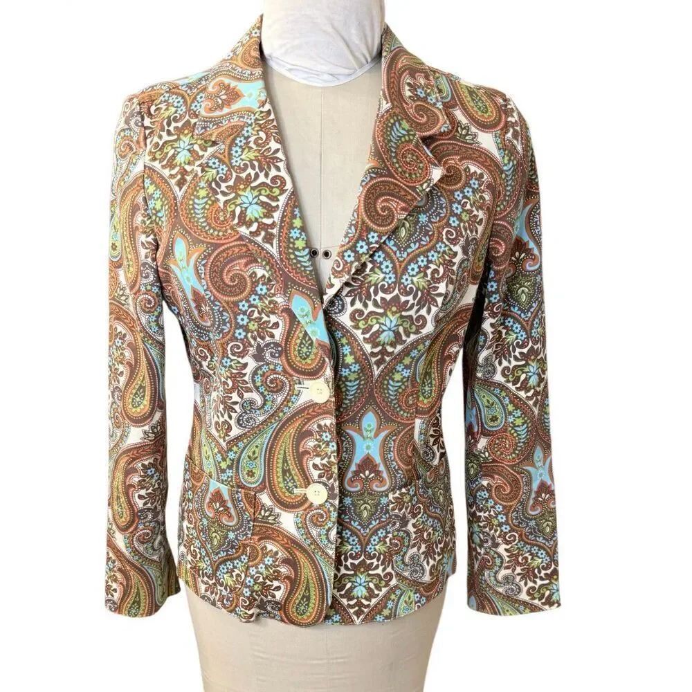 Harolds Retro Vibrant Paisley Blazer Vintage Sz. 10 Boho